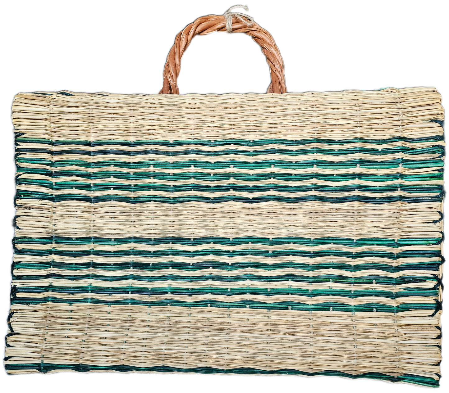 Handwoven Striped Market Tote Bag with Braided Handle