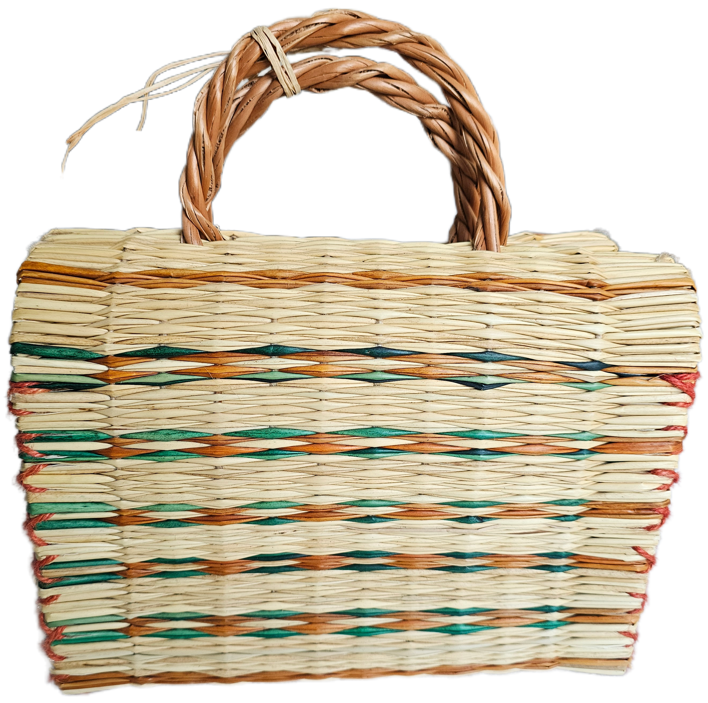 Earthy Handwoven Straw Tote Bag with Braided handle