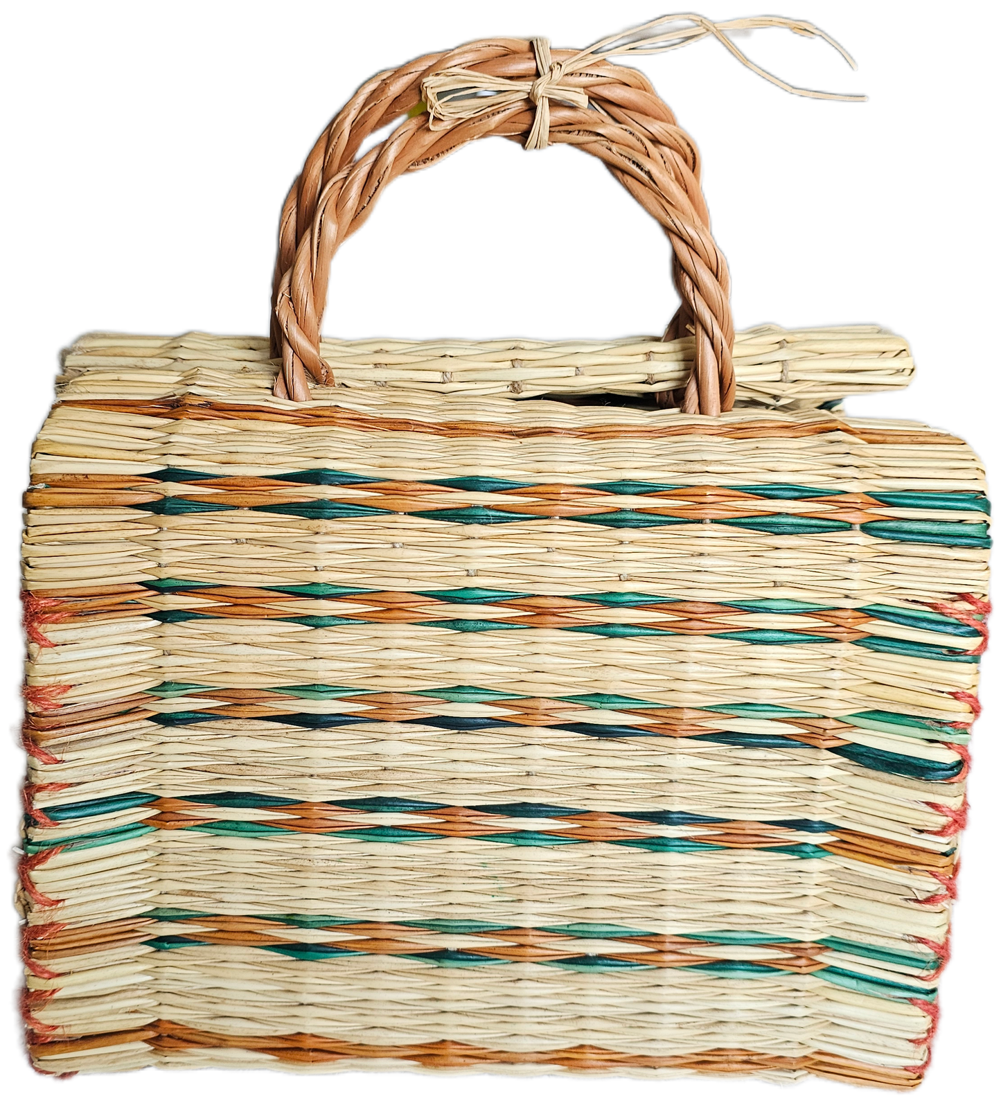 Earthy Handwoven Straw Tote Bag with Braided handle