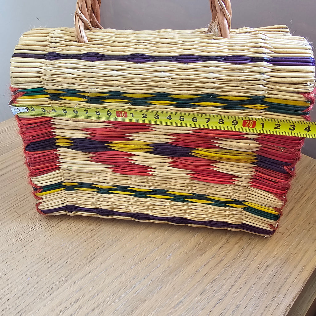 The Folk Basket Bag - Colourful Wicker Handbag Handmade